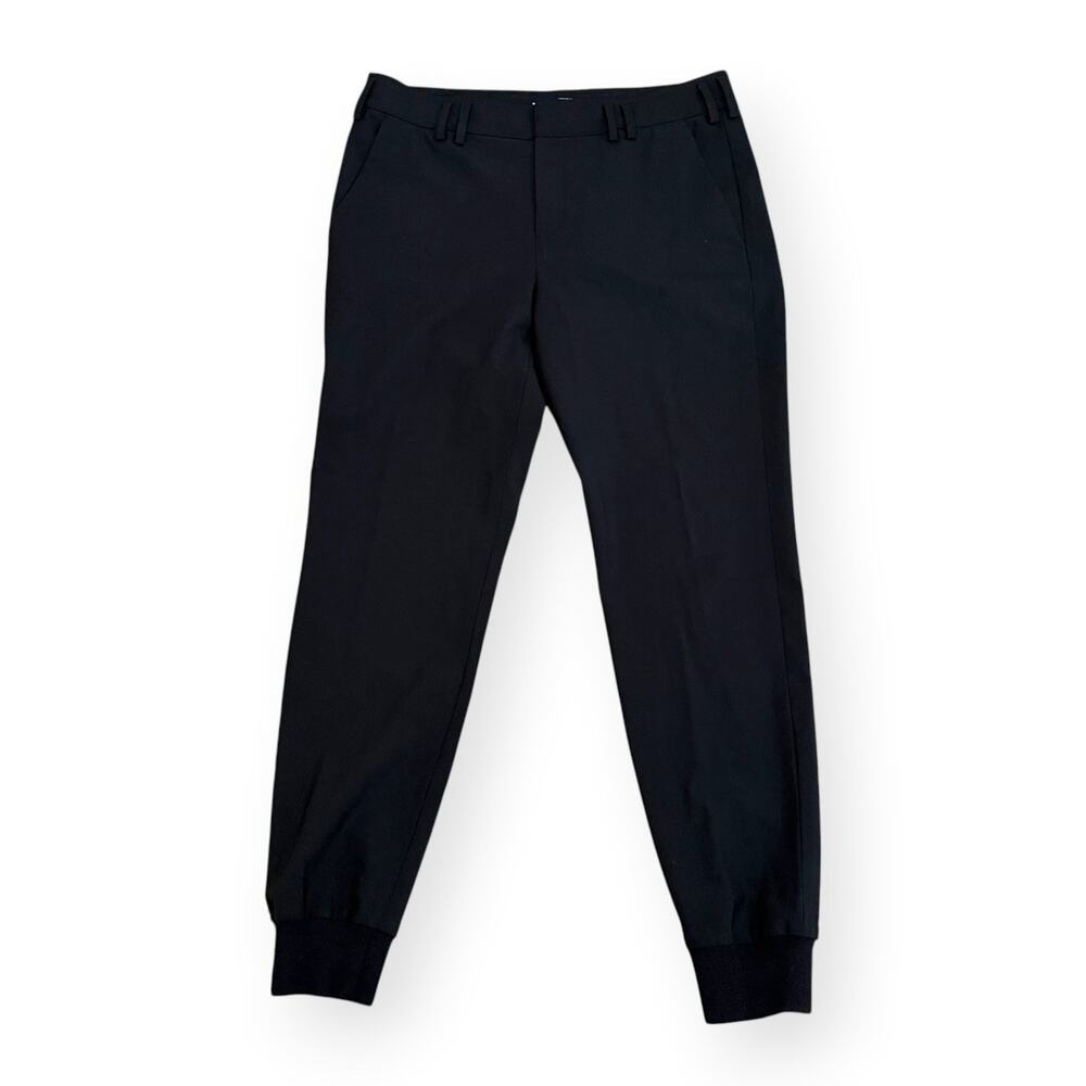 Vince Black Wool Stretch Jogger Ribbed Cuff Trousers Pants Womens 8 Quiet Luxury